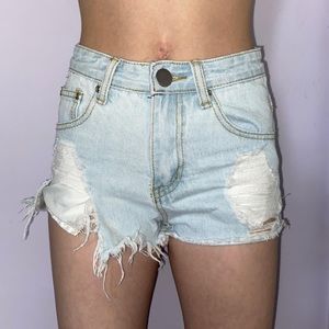 light wash denim shorts